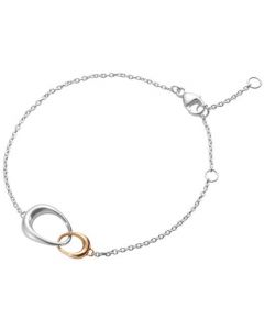 This is the Georg Jensen Sterling Silver and 18 KT. Rose Gold Offspring Interlocking Bracelet.