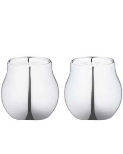 The Georg Jensen stainless steel set of two Cafu tealight holders.