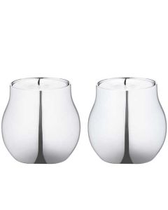 The Georg Jensen stainless steel set of two Cafu tealight holders.