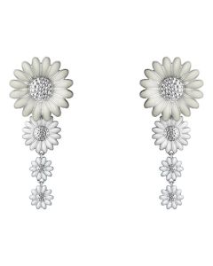 These White Enamel Daisy Medium Earrings have been designed by Georg Jensen.