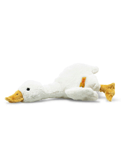 Steiff's Gilda the Goose comes with a small beanbag stuffing so it can lay down flat or stand up. 
