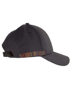 This Paul Smith grey cap comes with a striped design down the start.