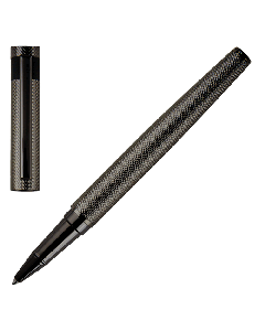 This Hugo Boss Loop Diamond Gunmetal Rollerball Pen has an intricate diamond loop pattern engraved. 