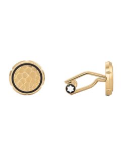 Montblanc's Masters of Art Homage to Gustav Klimt Cufflinks have a soft pattern on the surface with a black ring on the face to break up the gold PVD.
