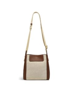 This Dukes Place Brown Leather & Canvas Medium Cross Body Bag by Radley has a canvas panel on the front with brown grained leather all around.