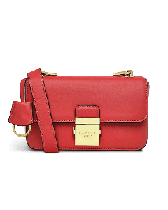 This Red Hanley Close Mini Flap Over Bag by Radley has been made with plain leather. 