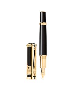 This Montblanc Patron of Art Henry E. Steinway 4810 Fountain Pen is made with black precious lacquer and gold-plated trims.