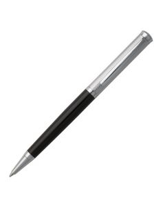 Full view of Hugo Boss Sophisticated ballpoint pen with black resin and diamond pattern.