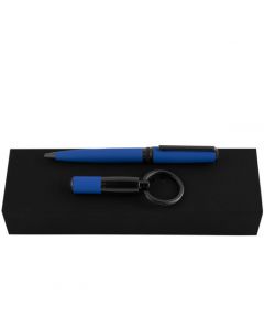 This Blue Gear Matrix Keyring & Ballpoint Pen Set has been designed by Hugo Boss.