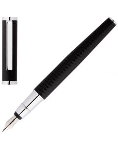 This is the Black & Chrome Formation Herringbone Fountain Pen designed for Hugo Boss.