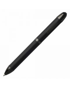 The Hugo Boss black Echo ballpoint pen features dark chrome-plated trim.