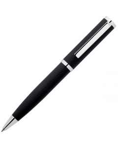 This Black & Chrome Formation Herringbone Ballpoint Pen is designed by Hugo Boss.