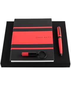 This is Hugo Boss' Red Gear Matrix A5 Notebook, Keyring & Ballpoint Pen Set.