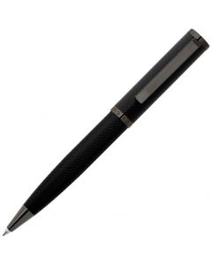 This Black & Gun Grey Formation Herringbone Ballpoint Pen has been created by Hugo Boss. 