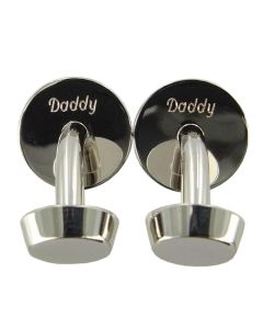 These round Hugo Boss cufflinks have been engraved with Daddy on the back.