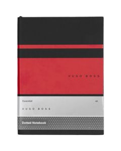 This is the A5 Red Essential Gear Matrix Dotted Notebook designed by Hugo Boss. 