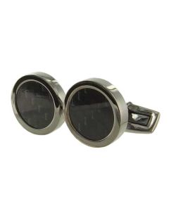 These Hugo Boss round cufflinks come with a carbon fibre design in the middle.