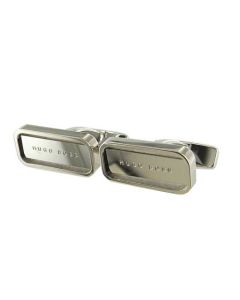 These Hugo Boss cufflinks come in a silver plaque design.