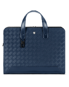 Montblanc's Extreme 3.0 Ink Blue Slim Document Case with leather top handles and plain leather trims.