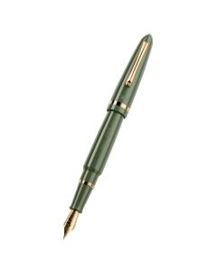This Montegrappa Venetia Lagoon Green & Gold Fountain Pen has a sleek resin barrel and cap in green with gold trims.