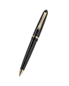 This Venetia Black & Gold Stainless Steel Ballpoint Pen by Montegrappa has subtle engraving down the side of the barrel on the black resin.