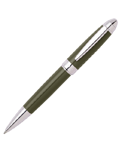 This Hugo Boss Icon Khaki and Chrome Ballpoint Pen is made with lacquer and brass with polished chrome. 