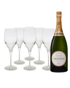 This Laurent Perrier La Cuvèe champagne with 6 branded glasses