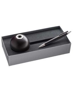 This is the LAMY Black Yew Wood 2000 Ballpoint Pen with Wooden Pen Base.