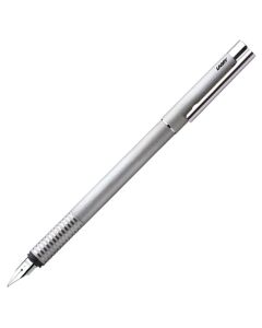 The LAMY brushed stainless steel medium fountain pen in the Logo collection.