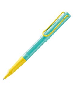 LAMY's Safari Pina Colada Rollerball Pen is made out of ABS plastic with a metal clip in contrasting yellow.