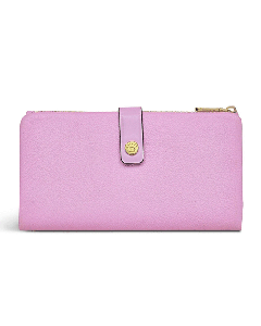 Radley's Larkswood 2.0 Sugar Pink Bifold Purse, Large is made with soft-grain leather in a sugar pink and gold hardware.