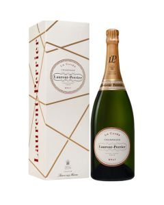 Bottle of Laurent Perrier La Cuvee mangum champagne comes in a special giftbox.