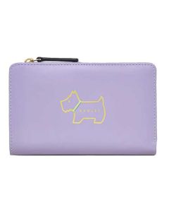 This Radley Heritage ladies purse is made with a lavender smooth leather material.