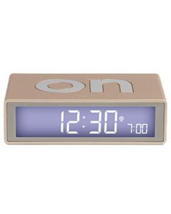 This is the Lexon Flip+ Soft Gold Alarm Clock. 