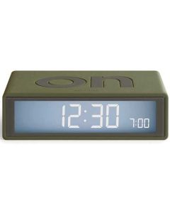 This is the Lexon Travel Flip + Khaki Alarm Clock.