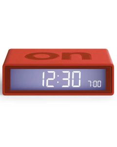 Red Lexon rubber flip alarm clock.