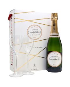 Laurent-Perrier 75cl Brut Champagne and Two Branded Glasses Gift Set.