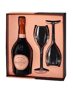 Laurent-Perrier Cuvée Rosé Champagne 75 cl and 2 Glasses Gift Set comes in a branded box.