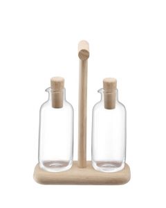 Standard Dine Oil & Vinegar Set with Oak Stand designed by LSA.