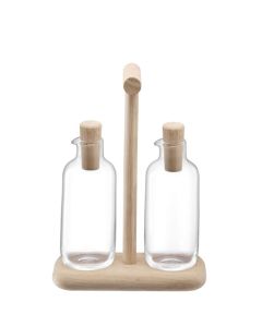 Standard Dine Oil & Vinegar Set with Oak Stand designed by LSA.