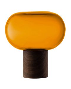 Select Oblate Tall Amber Vase with Walnut Base designed by LSA.