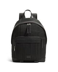 Black Shadow Stripe Backpack with Cowhide Trim