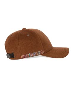 This Signature Stripe Trim Brown Wool Cap by Paul Smith has the Signature Stripe trim along one edge to keep it subtle but for brand recognition.