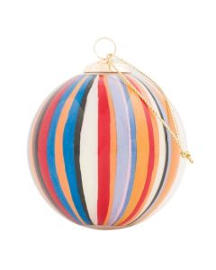 Paul Smith's Hand-Painted 'Signature Stripe' Glass Bauble is made from glass with a glossy finish of colourful painted stripes.