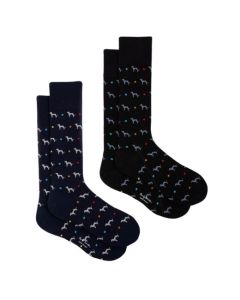 This pair of Paul Smith Men's 2-Pack Whippet Blue & Black Socks is made out of a cotton blend that has a soft touch.