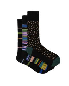 Men's 3 Pack Novelty Mixed Stripe & Polka Dot Socks