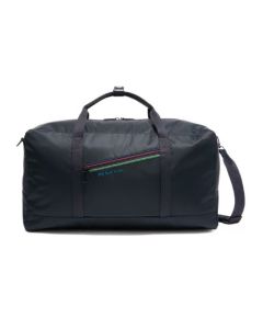 This Paul Smith PS Sports Stripe Blue Nylon Weekender Bag has top handles and a detachable shoulder strap.
