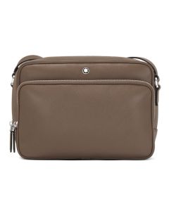 This Montblanc Sartorial Mastic Leather Messenger Bag has a front zip pocket and main compartment.