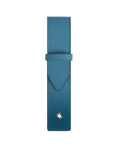 This Montblanc pen pouch can fit 1 writing instrument and comes in a two tone blue.