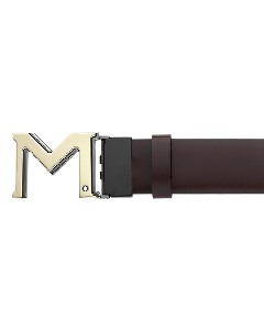 Montblanc 'M' Pin Buckle Reversible Leather Brown & Grey Belt